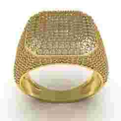 Antique Octagon Signet Half Way Diamond Ring