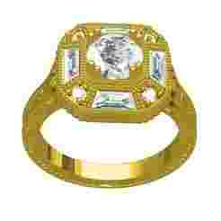 Antique Octagone Shape Filigree Engagement Ring