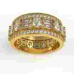 Antique Oval and Baguette Diamond Wedding Ring for Men