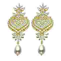 Antique Round and Marquise Diamond Heart Shape Long Earring