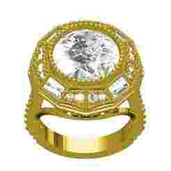 Antique Round Cut White Diamond Art Deco Engagement Ring