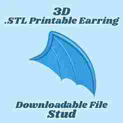 Bat Wing Stl File Halloween Earring or Bat Wing Hair Clip Vampire Earrings for 3D Makers and 3D Printers Printable Cosplay accessory