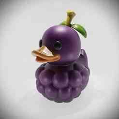 BATHTUB DUCK FIGURINE WITH GRAPE DESIGN