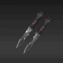 Battle-Worn Sci-Fi Inspired Twin Knife Keychain - Textured Grip 3D Printable STL