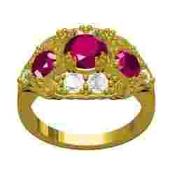 Beautiful Round Cut Three Sone Art Deco Engagement Ring