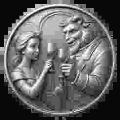 beauty and beast coin token wall art
