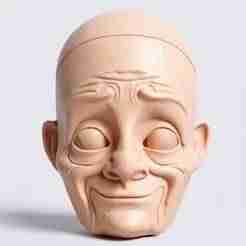 BJD Doll Head – Smiling Granny #tan