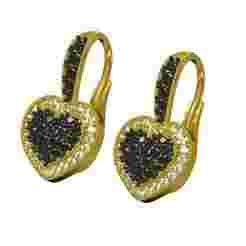 Black and white Diamond Heart Earring