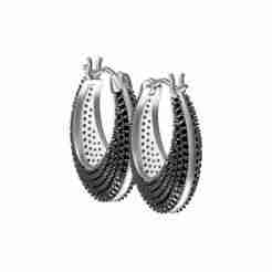 Black Diamond Pave Set Hoop Earring