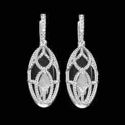 Black Onyx and Diamond Dangle Hoop Earring