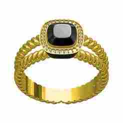 Black Onyx Cushion Halo Rope Shank Ring