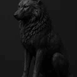 Black Wolf Sculpture – Majestic Artistic Figurine
