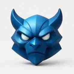 Blue Japanese Oni Demon Mask – Stylized 3D Print Model