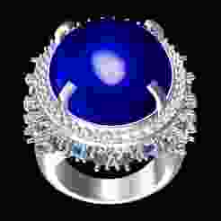 Blue Sapphire Cabochon Womens Ring