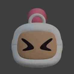 Bomberman Head Keychain - Cute Explosive Expression - Bomberman - Ready to Print