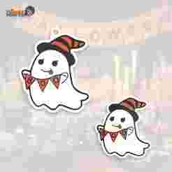 BOO HALLOWEEN GHOST PIN KEYCHAIN