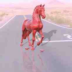 Bright Red Running Horse Statue, Modern Sculpture Art, Decorative Figure