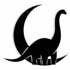 Brontosaurus with its neck curving into a crescent moon 1 - 2D/3D Wall Art STL+SVG For CNC Router, Plasma, Waterjet, Laser & 3D Printer