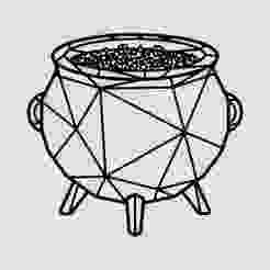 Bubbly Cauldron Line Art Wall Art