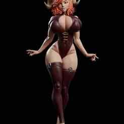 Buxom Horned Succubus: Seductive Demoness Figure