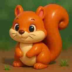 Cartoon Squirrel Figurine 3D Model – Cute Plastic Toy Style STL