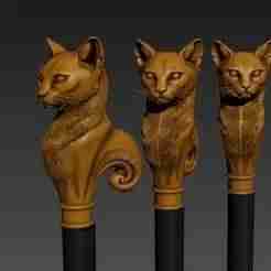 cat Head Gentleman Knob Walking Cane