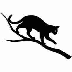 cat walking along a branch 3 - 2D/3D Wall Art STL+SVG For CNC Router, Plasma, Waterjet, Laser & 3D Printer