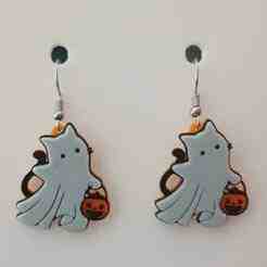 Cat with Pumpkin Pail – Halloween Earring & Keychain STL (No AMS Needed, 3-Color)