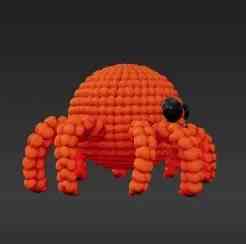 Charming Faux Knitted Spider - Desk Pal with Button Eyes, 3D Print