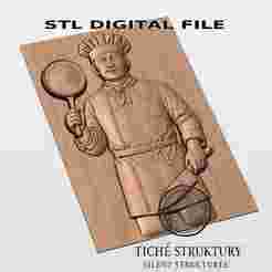 Chef – Culinary Bas Relief – 3D STL Model
