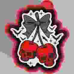 🍒🦇 Cherry Skulls Bow – Freshie, Keychain, Resin & Candle Mold