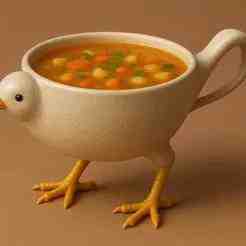 Chick-Bowl — 3D Printable Soup Bowl (4 Legs & Tail Handle) — STL