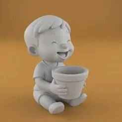 Child with flowerpot