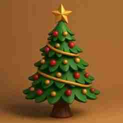 Christmas Tree 3D STL – Classic Holiday Pine with Star and Ornaments