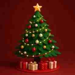 Christmas Tree 3D STL – Festive Holiday Decoration with Star and Gifts