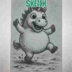 Chubby Unicorn Sketch Hueforge