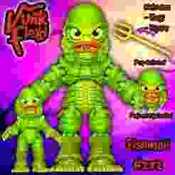 Classic Monsters Fishman MultiColor Flexi Print-In-Place + figure