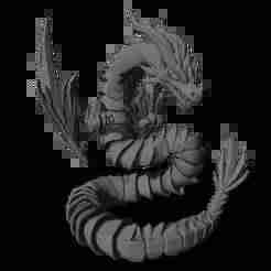 Coiled Serpentine Dragon – Dynamic Fantasy Statue (STL for 3D Printing)