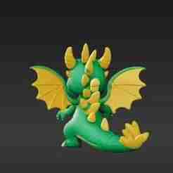 Collectible Fantasy Dragon Charm 3D Model - Dynamic Chibi Creature for Keychains