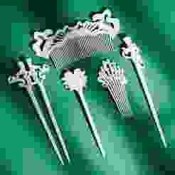 Comb 3d Model, Hair Accessory Stl Pack, Hair Comb and Pin Bundle, Elegant Hair Comb Stl File, Digital Hair Comb 3d Print