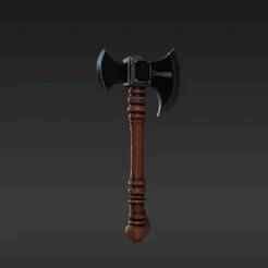 Compact Fantasy Axe Charm - Durable 3D Printable Keychain for RPG Fans