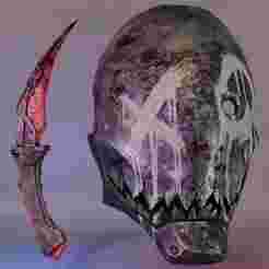 Cosplay Mask and Knife: Tic-Tac-Toe (Joey) from Dead by daylight