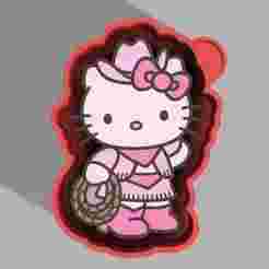 🤠🌸 Cowboy Hello Kitty – Freshie, Keychain, Resin & Candle Mold