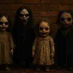 Creepy Halloween Doll Decorations with Jack-o’-Lantern