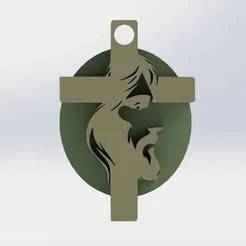 Crucifix with the face of Jesus - keychain, pendant, earrings