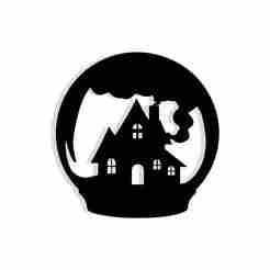 crystal ball with smoke inside forming a haunted house - 2D/3D Wall Art STL+SVG For CNC Router, Plasma, Waterjet, Laser & 3D Printer