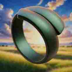 Curved Fold Ring - Minimalist Spiral Band 3D Print Model 32