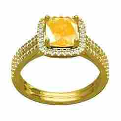 Cushion Cut Fancy Yellow Diamond Solitaire Engagement Ring