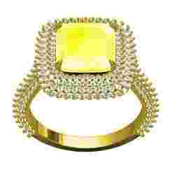 Cushion Cut Four Row Halo Cathedral Engagement Ring