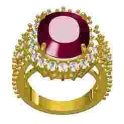 Cushion Cut Ruby Stone and Diamond Halo Engagement Ring